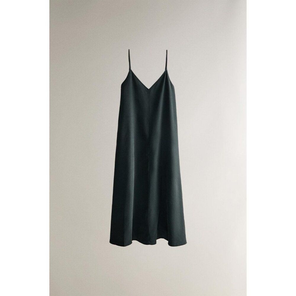 Zara Home Womens Strappy Dress Size L Blue Green V-Neck Sleeveless 8124/538 NWOT